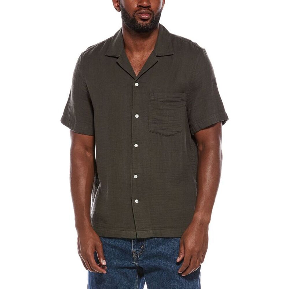 Madewell Mens  Indigo Dyed Short Sleeve Button Up Shirt